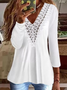 JFN V Neck Solid Daily Tunic Top