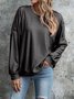Casual Solid Color Round Neck Long Sleeve T-Shirts & Tops
