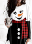 Women Funny Christmas Snowman Scoop Neckline Tunic Top