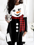 Women Funny Christmas Snowman Scoop Neckline Tunic Top