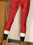 New high Stretch Leggings Christmas belt printed 9-point stretch pants