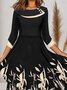Floral Tunic Round Neck Casual Midi Dress