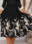 Floral Tunic Round Neck Casual Midi Dress