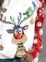 Women Casual Crew Neck Christmas Funny ELK Long Sleeve Sweatshirt