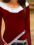 Christmas Cotton Blends Casual Tops
