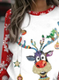 Women Casual Crew Neck Christmas Funny ELK Long Sleeve Sweatshirt