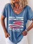 Women Letter Short Sleeve Tee T-shirt V Neck Casual Summer Top