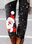Women Black Christmas Cute Santa Claus With Snow Leggings