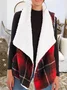 Red Plaid Casual Cozy Warm Lined Vests