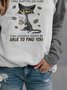 JFN Crew Neck Letter Cat Print Long Sleeve Casual Sweatshirt