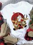 Women Christmas Animal Loosen Crew Neck Cotton Blends Short Sleeve T-Shirt