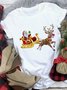 Women Christmas Animal Loosen Crew Neck Cotton Blends Short Sleeve T-Shirt