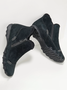 JFN Women Christmas Faux Leather Panel Zip Round Toe Fleece Soft Ankle Ankle Boots  