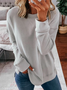 JFN Long Sleeve Loose Fit Crew Neck Solid Long Sleeve Top