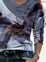 JFN Asymmetrical Cowl Neck Abstract Sweatshirt