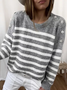 Crew Neck Casual Vintage Striped Sweater