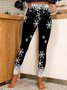 Women Christmas Snowflake Cotton Blends Pants Leggings