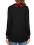 JFN Cowl Neck Buttoned Color Block Grid Top