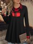 JFN Cowl Neck Buttoned Color Block Grid Top