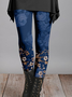 Floral Skinny Leggings Blue plum elegant leggings