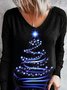 Christmas Tree Print Loose Long Sleeves T-Shirts & Tops