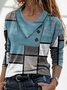 JFN Cowl Neck Geometric Buttoned Casual Top
