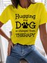 Women's Letter Short Sleeve Tee T-shirt Crew Neck Casual Summer Top