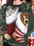 Casual Christmas Cute Cat And Dog Pattern Sweatshirt