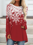 Long sleeved round neck geometric gradient Snowflake Christmas top women's sweater