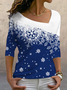 Long sleeve high elastic Christmas basic geometric gradient top T-shirt women