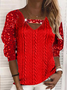Long sleeve V-neck plain twist fabric stitching Sequin anti pricking double-layer design gorgeous party holiday top Plus Size