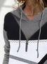 Cable Geometric Casual Hooded Sweatshirt