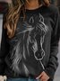 JFN Crew Neck Horse Casual Sweatshirt