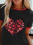 Casual Heart-shaped Round Neck Top For Ladies Valentine's Day