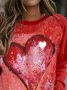 Women's Pullovers Casual Heart-shaped Color Block Long Sleeve Round Neck Pullovers