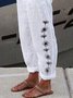 Women's Loose Casual Baggy Linen & Cotton Daisy Floral Pant 