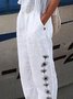 Women's Loose Casual Baggy Linen & Cotton Daisy Floral Pant 