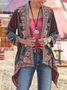 Loosen Velvet Floral Vacation Outerwear