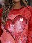 Women's Pullovers Casual Heart-shaped Color Block Long Sleeve Round Neck Pullovers