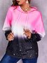 Hooded Casual Ombre Sweatshirts
