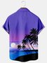 Mens Coconut Tree Print Casual Breathable Chest Pocket Short Sleeve Hawaiian Shirts