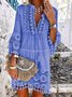 3/4 Sleeve V Neck Holiday Boho Smock Dress