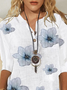 JFN Stand Collar Floral Casual Blouse
