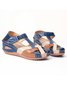 JFN  Faux Leather Vintage Contrast Comfortable Velcro Sandals