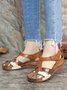 JFN  Faux Leather Vintage Contrast Comfortable Velcro Sandals