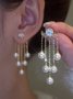 JFN  Pearl Tassel Rhinestone   Earrings