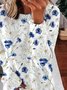Crew Neck Floral Loosen Sweatershirt
