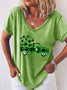 Women's Car Short Sleeve Tee T-shirt V Neck Casual Summer Top