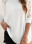 JFN Round Neck Solid Lace Basic Blouse
