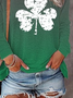 Women's Shamrock  Long Sleeve Tee T-shirt Crew Neck Casual Spring/Fall Top